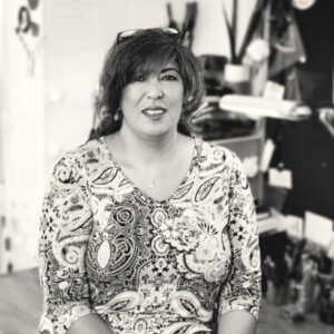 Photograph of Jagdeep Sahans Calligrapher in her studio.