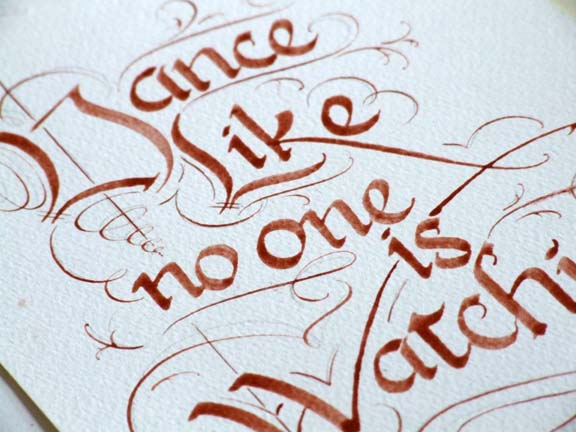 "Dance like no-one is watching" Calligraphy by Jackie from Soul-Scribe, creating soulful, energy-infused lettering in Wexford”